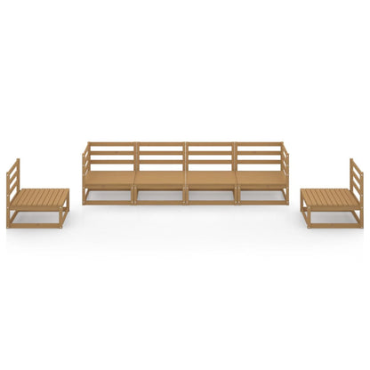 Set Salotto da Giardino 6pz Marrone Ambra Legno Massello Pino