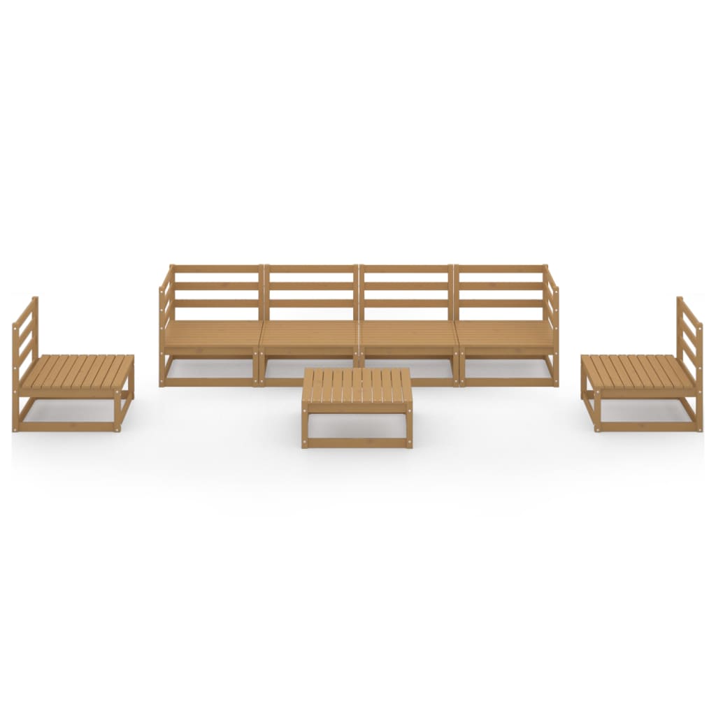 Set Salotto da Giardino 7pz Marrone Ambra Legno Massello Pino