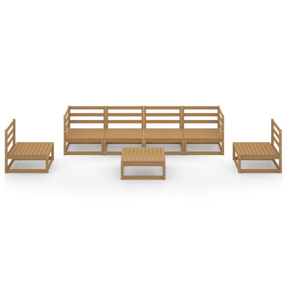 Set Salotto da Giardino 7pz Marrone Ambra Legno Massello Pino