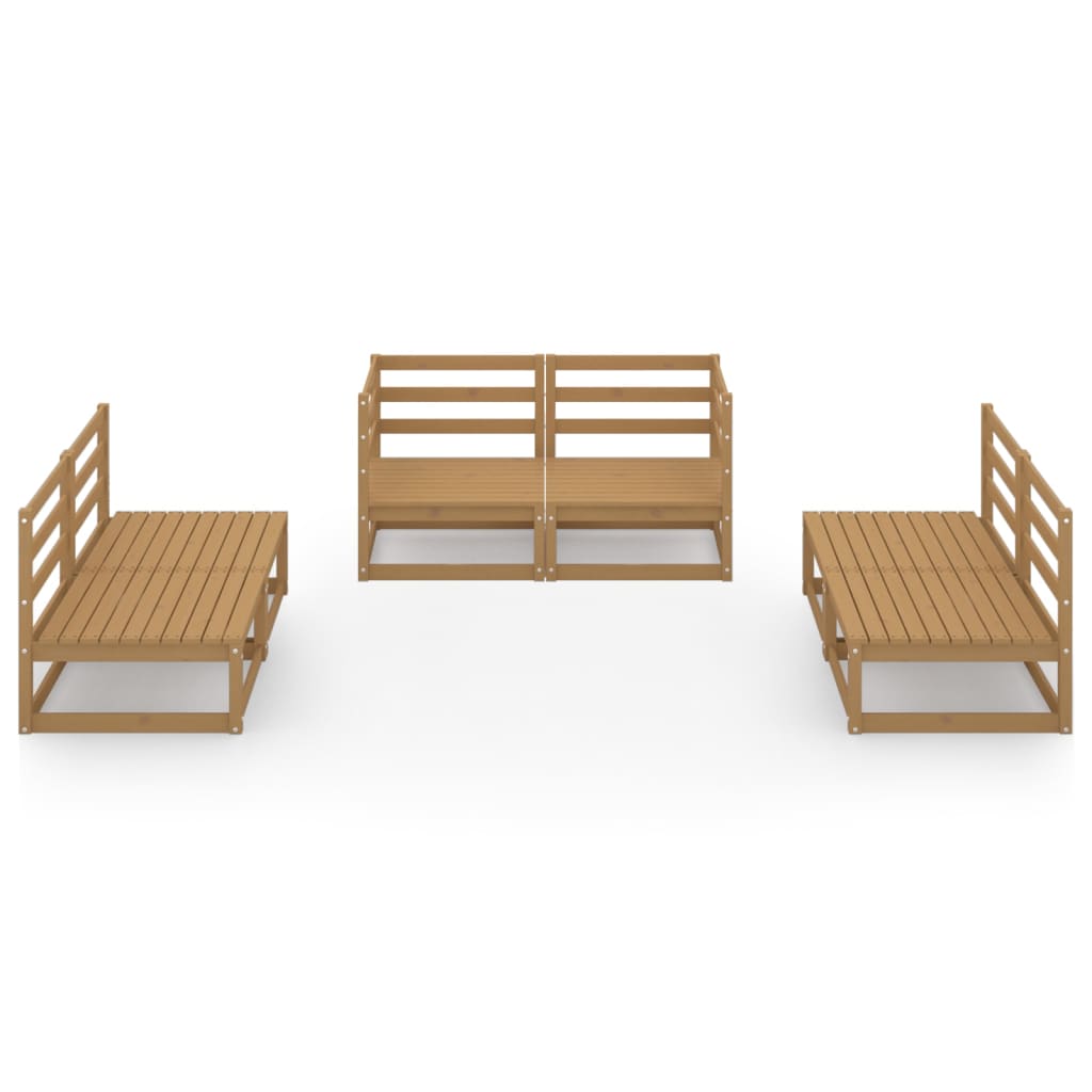 Set Salotto da Giardino 6pz Marrone Ambra Legno Massello Pino