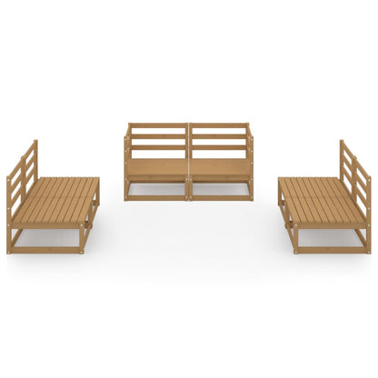 Set Salotto da Giardino 6pz Marrone Ambra Legno Massello Pino