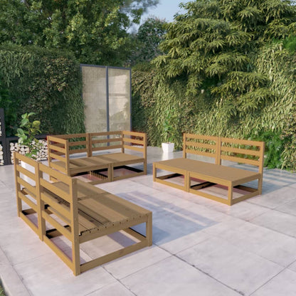 Set Salotto da Giardino 6pz Marrone Ambra Legno Massello Pino
