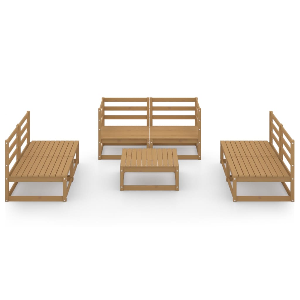 Set Salotto da Giardino 7pz Marrone Ambra Legno Massello Pino