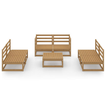 Set Salotto da Giardino 7pz Marrone Ambra Legno Massello Pino