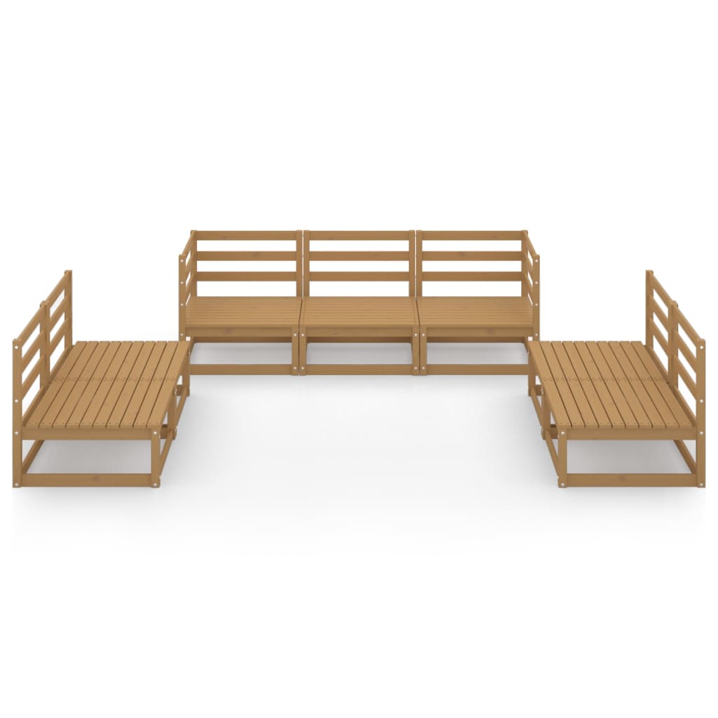 Set Salotto da Giardino 7pz Marrone Ambra Legno Massello Pino