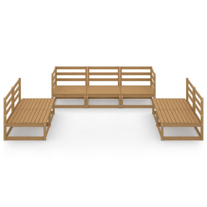 Set Salotto da Giardino 7pz Marrone Ambra Legno Massello Pino