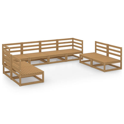 Set Salotto da Giardino 8pz Marrone Ambra Legno Massello Pino
