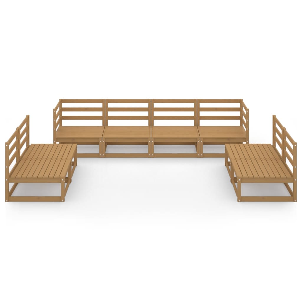Set Salotto da Giardino 8pz Marrone Ambra Legno Massello Pino