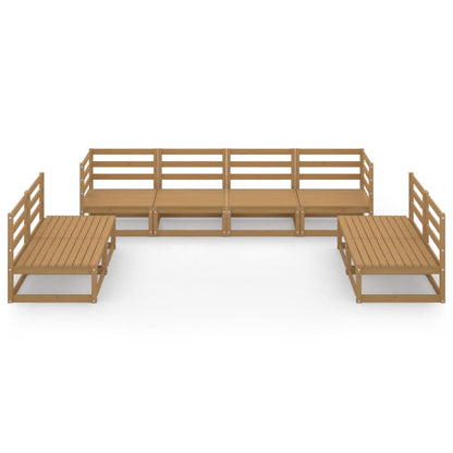 Set Salotto da Giardino 8pz Marrone Ambra Legno Massello Pino