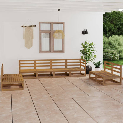 Set Salotto da Giardino 8pz Marrone Ambra Legno Massello Pino
