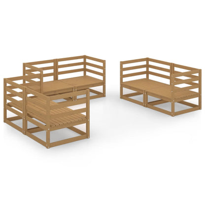Set Salotto da Giardino 6pz Marrone Ambra Legno Massello Pino