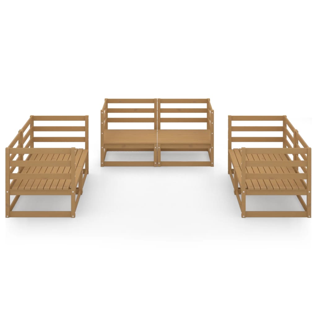 Set Salotto da Giardino 6pz Marrone Ambra Legno Massello Pino