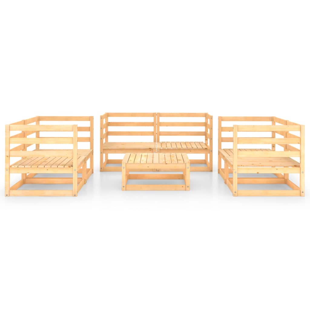 Set Divani da Giardino 7 pz con Cuscini Legno Massello di Pino