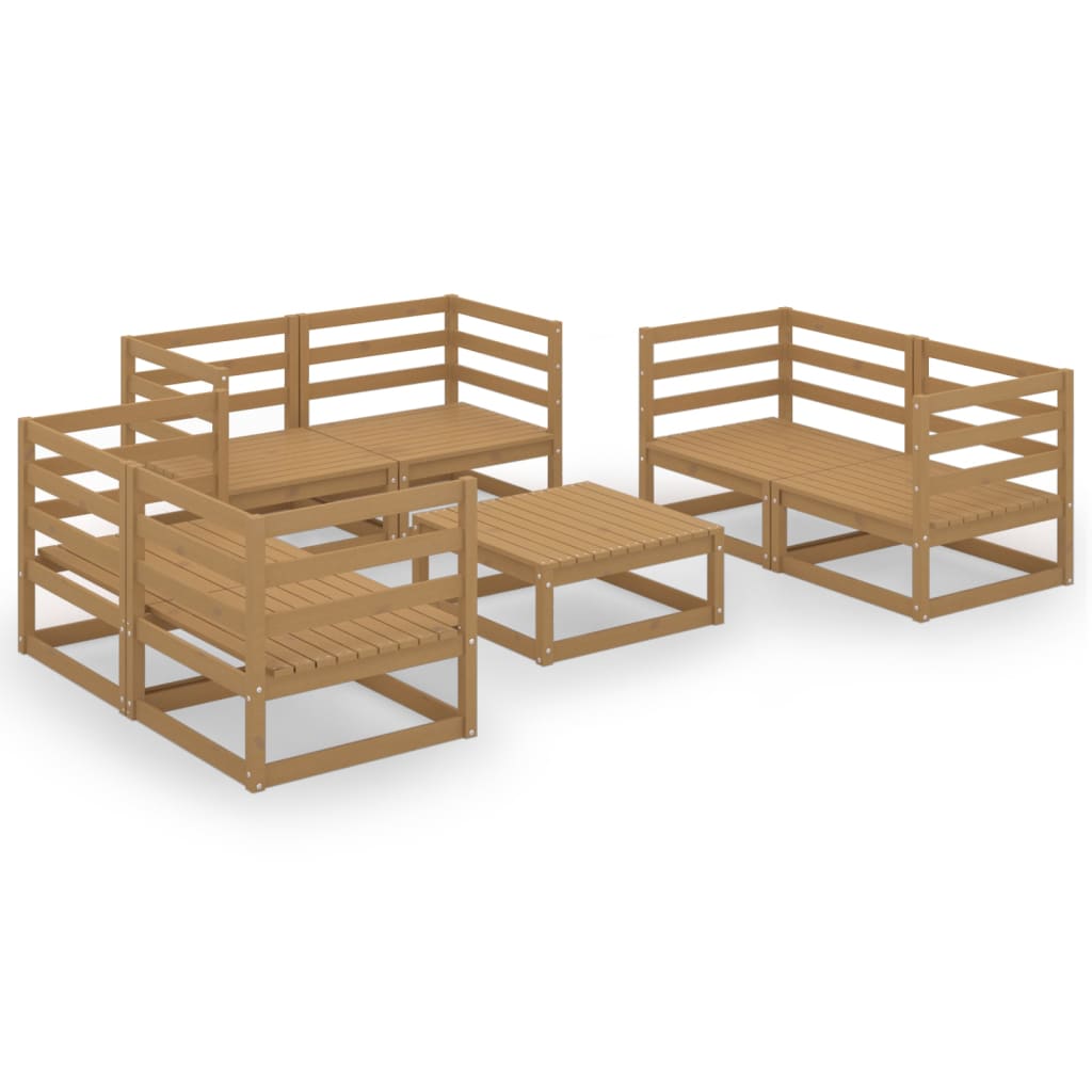 Set Salotto da Giardino 7pz Marrone Ambra Legno Massello Pino