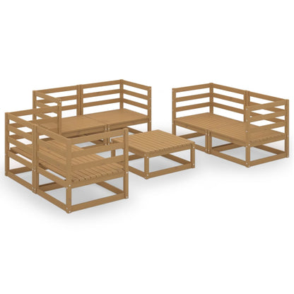 Set Salotto da Giardino 7pz Marrone Ambra Legno Massello Pino