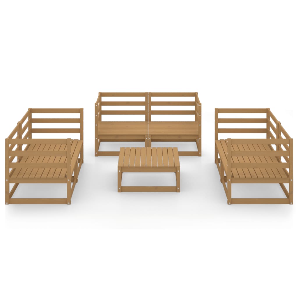 Set Salotto da Giardino 7pz Marrone Ambra Legno Massello Pino