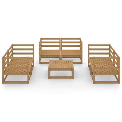 Set Salotto da Giardino 7pz Marrone Ambra Legno Massello Pino