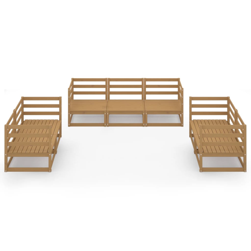 Set Salotto da Giardino 7pz Marrone Ambra Legno Massello Pino