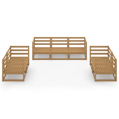 Set Salotto da Giardino 7pz Marrone Ambra Legno Massello Pino