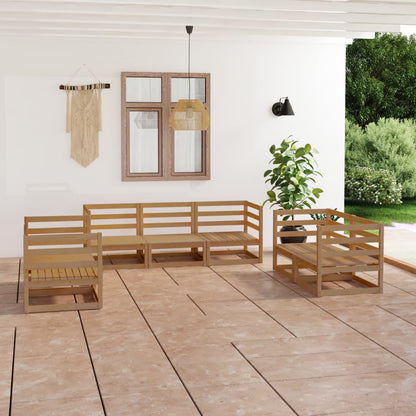Set Salotto da Giardino 7pz Marrone Ambra Legno Massello Pino
