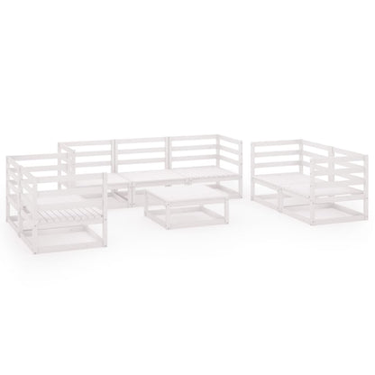 Set Divani da Giardino 8 pz Bianco in Legno Massello di Pino