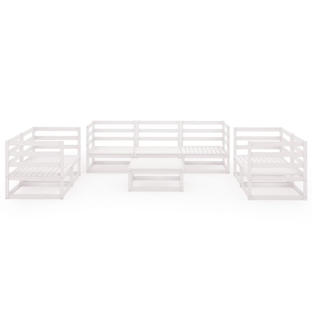Set Divani da Giardino 8 pz Bianco in Legno Massello di Pino