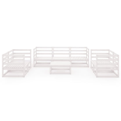 Set Divani da Giardino 8 pz Bianco in Legno Massello di Pino