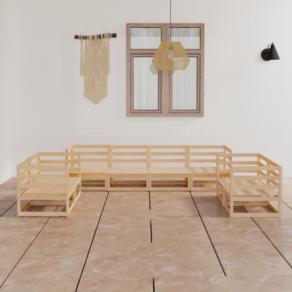 Set Divani da Giardino 8 pz in Legno Massello di Pino