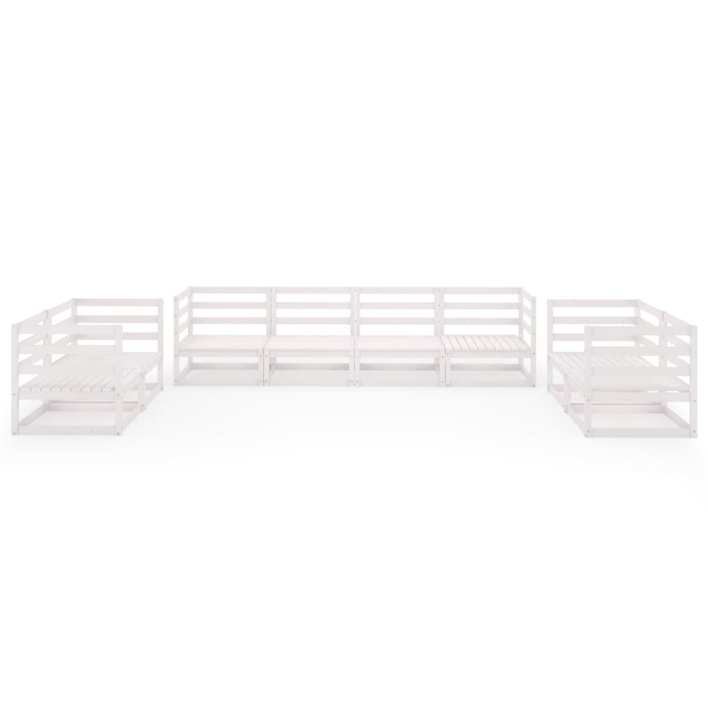 Set Divani da Giardino 8 pz Bianco in Legno Massello di Pino