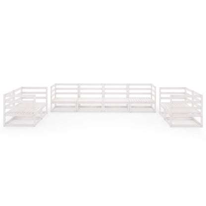 Set Divani da Giardino 8 pz Bianco in Legno Massello di Pino