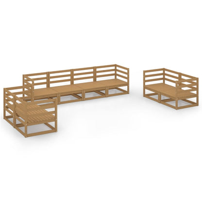 Set Salotto da Giardino 8pz Marrone Ambra Legno Massello Pino