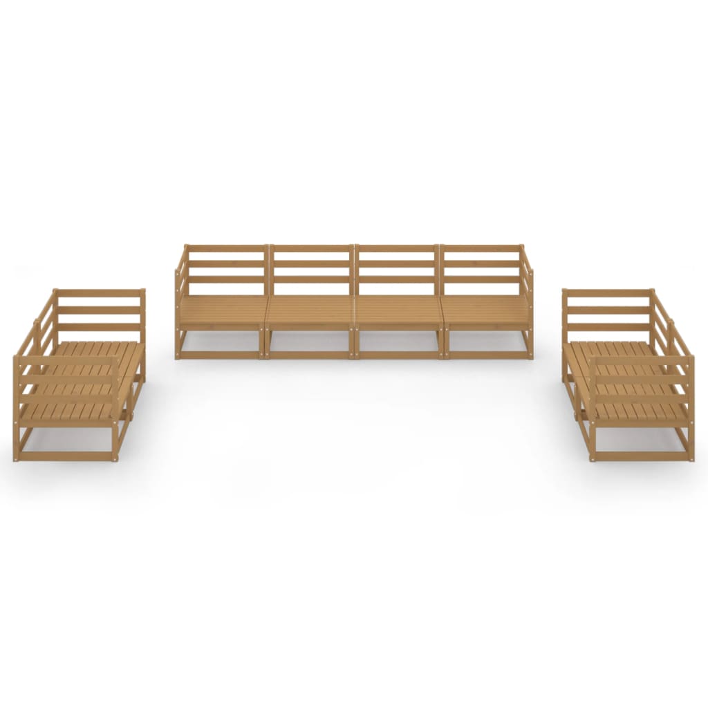 Set Salotto da Giardino 8pz Marrone Ambra Legno Massello Pino