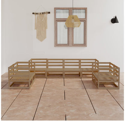 Set Salotto da Giardino 8pz Marrone Ambra Legno Massello Pino