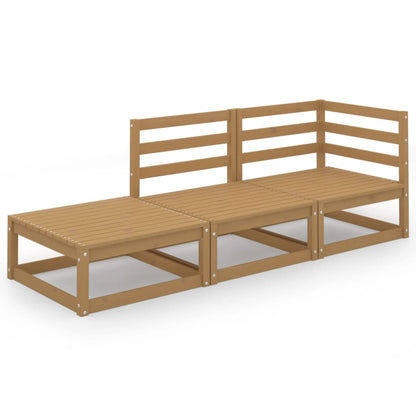 Set Divani da Giardino 3pz Marrone Ambra Legno Massello di Pino