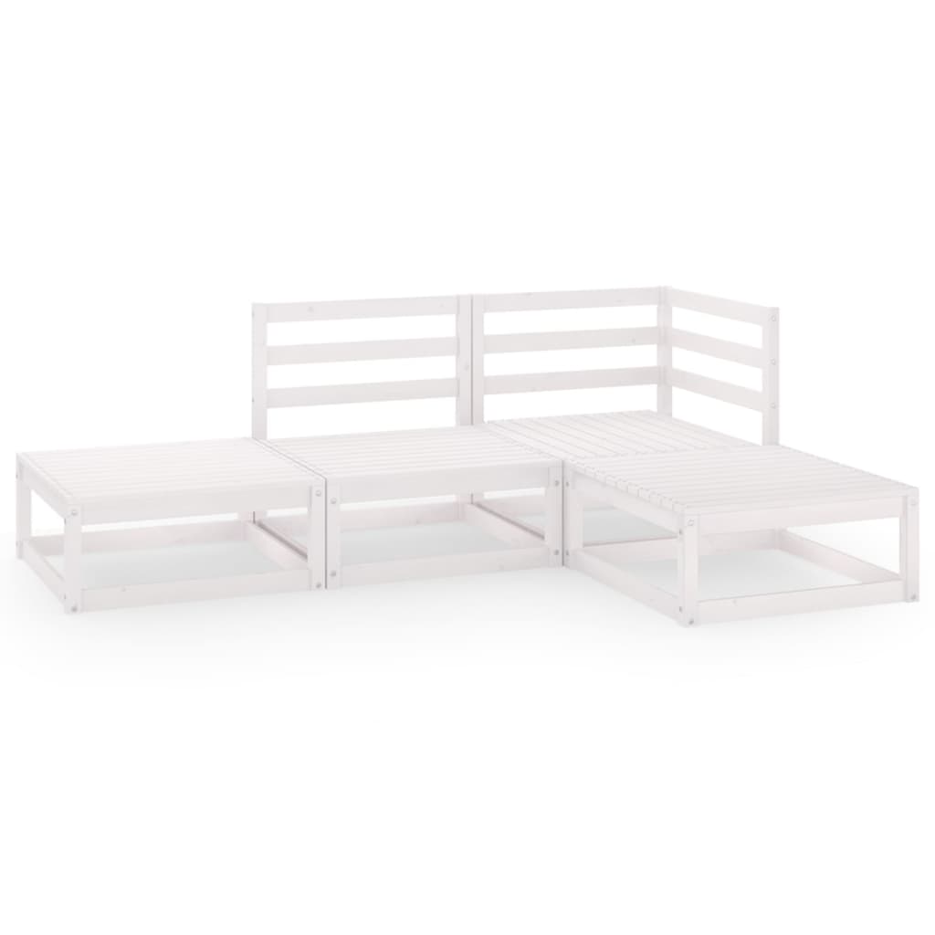 Set Divani da Giardino 4 pz Bianco in Legno Massello di Pino