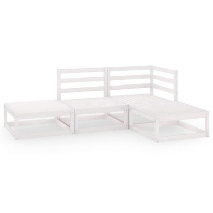 Set Divani da Giardino 4 pz Bianco in Legno Massello di Pino