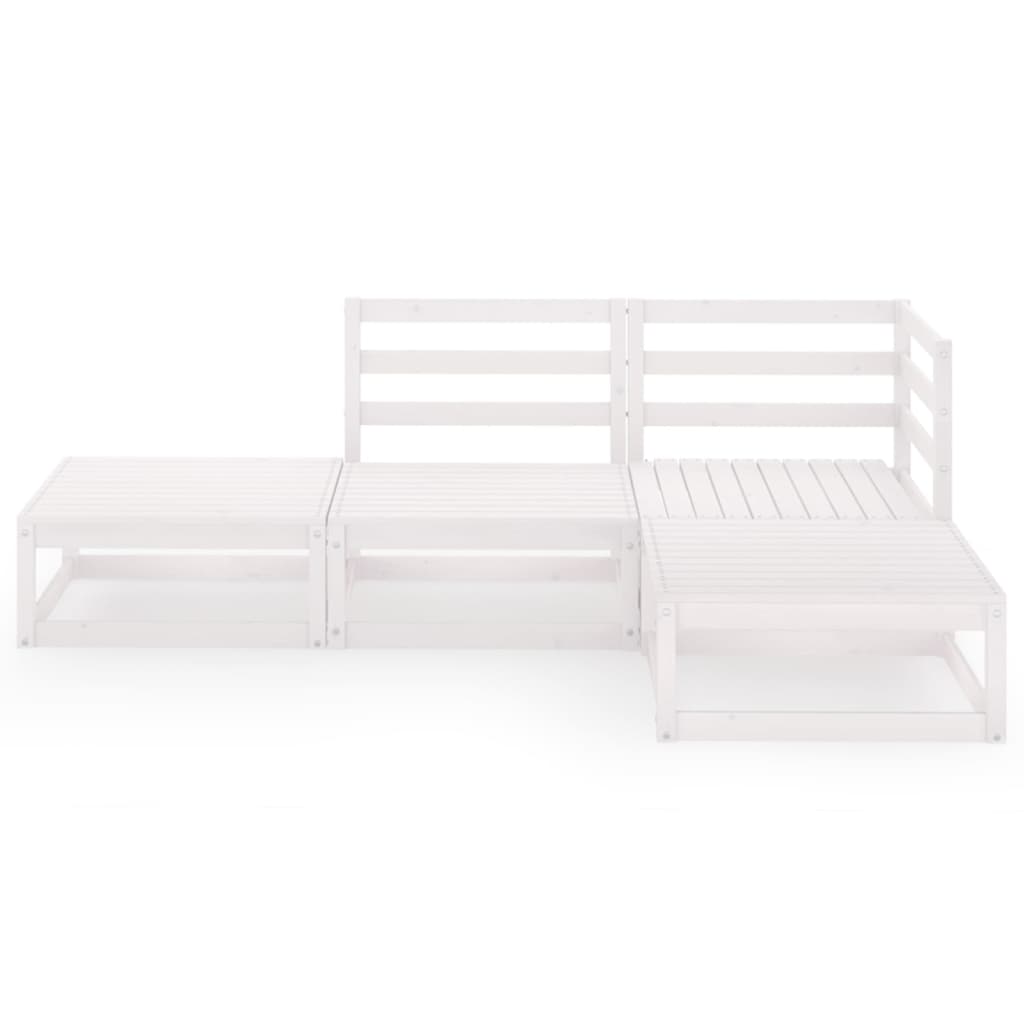 Set Divani da Giardino 4 pz Bianco in Legno Massello di Pino
