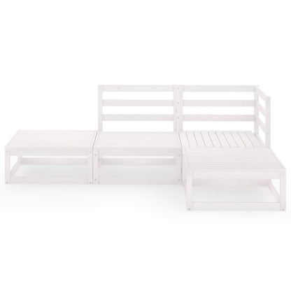 Set Divani da Giardino 4 pz Bianco in Legno Massello di Pino