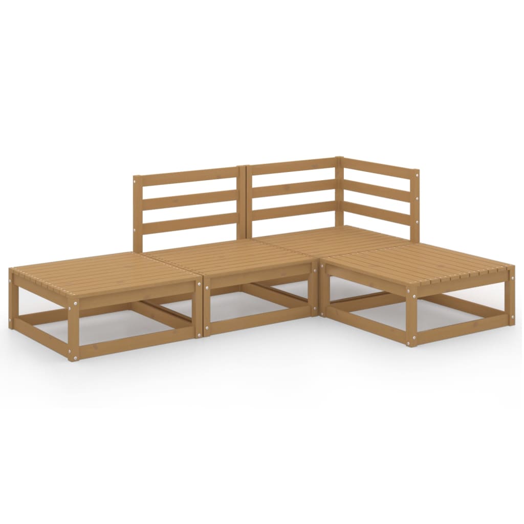 Set Salotto da Giardino 4pz Marrone Ambra Legno Massello Pino