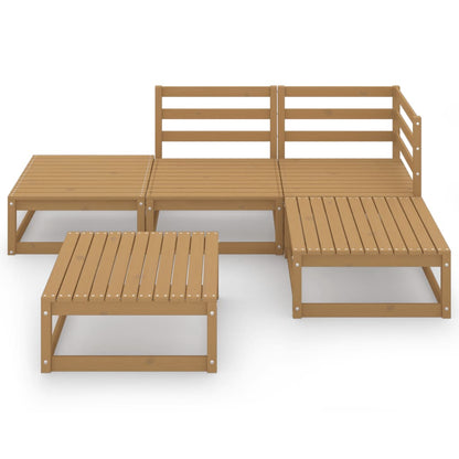 Set Salotto da Giardino 5pz Marrone Ambra Legno Massello Pino
