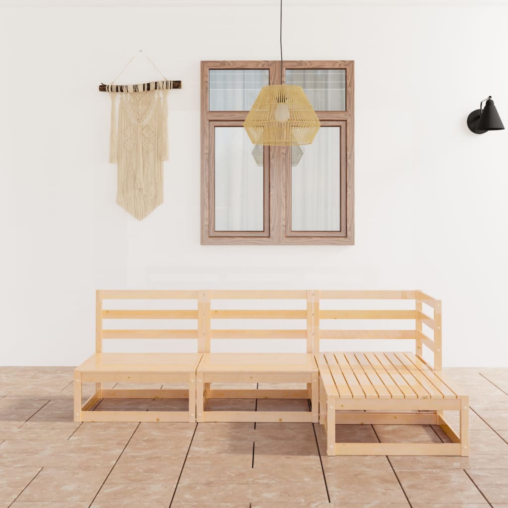 Set Divani da Giardino 4 pz in Legno Massello di Pino