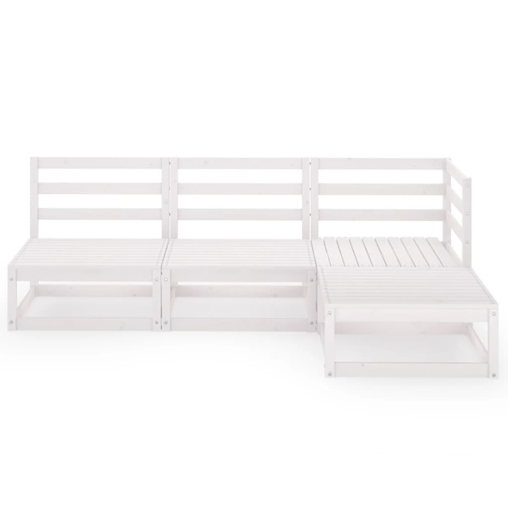 Set Divani da Giardino 4 pz Bianco in Legno Massello di Pino