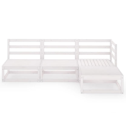Set Divani da Giardino 4 pz Bianco in Legno Massello di Pino