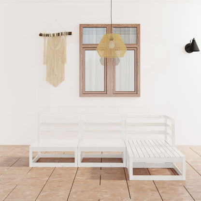 Set Divani da Giardino 4 pz Bianco in Legno Massello di Pino