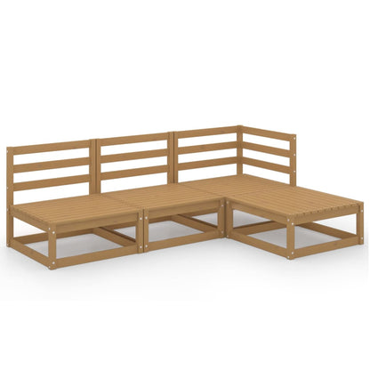 Set Salotto da Giardino 4pz Marrone Ambra Legno Massello Pino