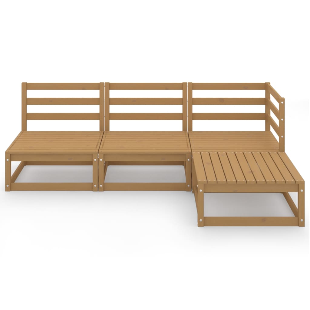 Set Salotto da Giardino 4pz Marrone Ambra Legno Massello Pino