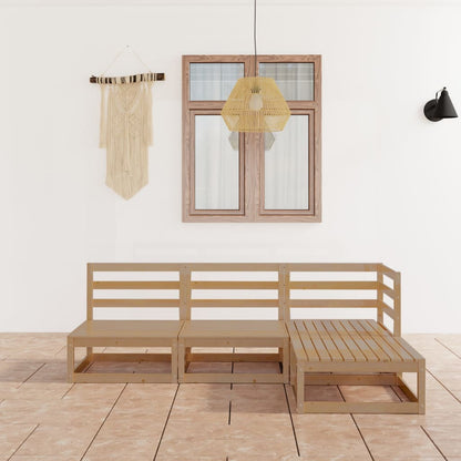 Set Salotto da Giardino 4pz Marrone Ambra Legno Massello Pino