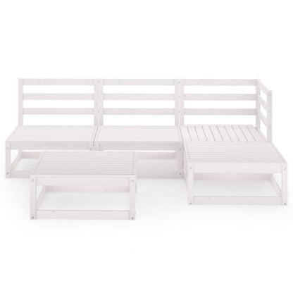 Set Divani da Giardino 5 pz Bianco in Legno Massello di Pino