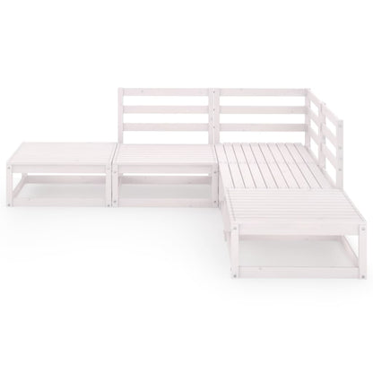 Set Divani da Giardino 5 pz Bianco in Legno Massello di Pino