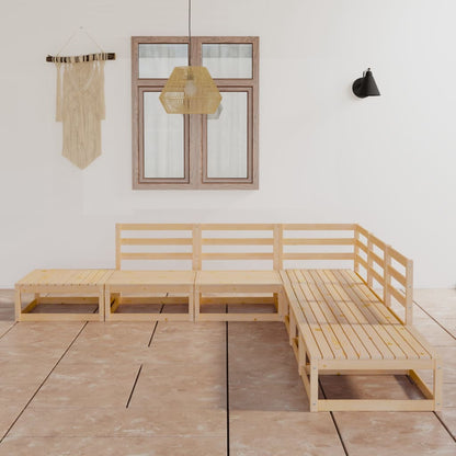 Set Divani da Giardino 7 pz in Legno Massello di Pino